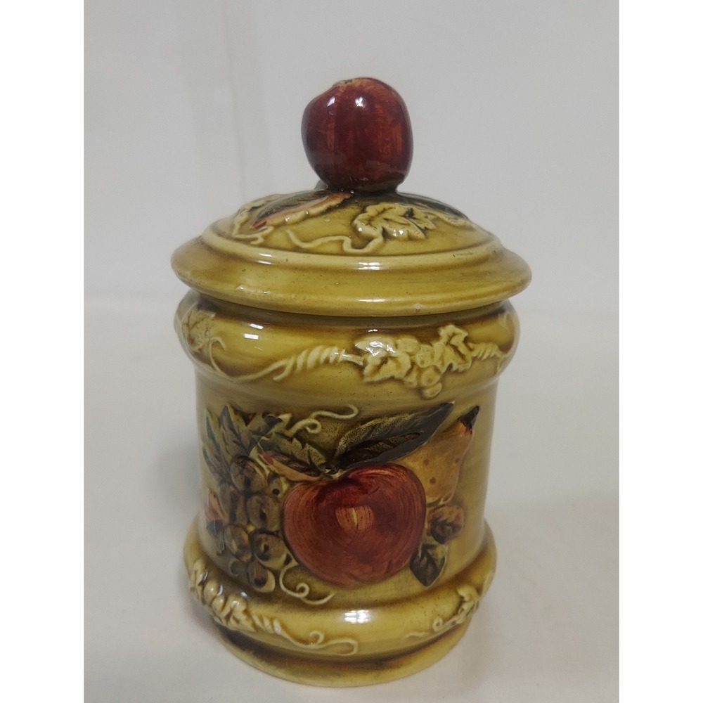 Geo Z Lefton Ceramic Apple‎ Fruit Jar Jelly Jar Vintage Kitchen Decor 4127